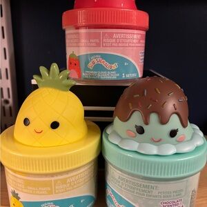 Squishmallows Pineapple and Ice Cream Slime Set - Yellow, Red, Brown